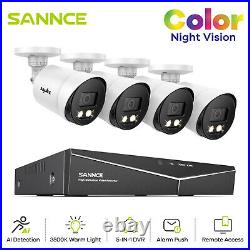 1080P SANNCE CCTV Camera System Full Color 4CH H. 264+ 5IN1 DVR Kit Night Vision