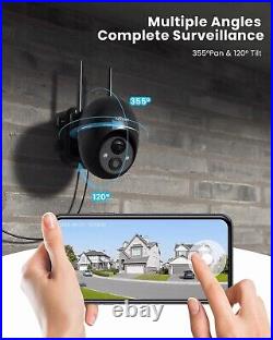 2PCS 360°PTZ Wireless Outdoor Solar Security Camera Home WiFi Battery CCTV Cam
