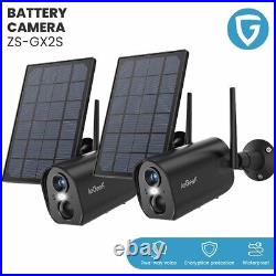 2PCS Outdoor Wireless Solar Security Camera 2K WiFi Home Battery CCTV System UK