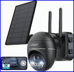 2PCS ieGeek 360°PTZ Solar Security Camera Wireless Outdoor Battery WiFi CCTV Cam
