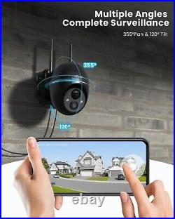 2PCS ieGeek 360°PTZ Solar Security Camera Wireless Outdoor Battery WiFi CCTV Cam