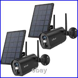 2PCS ieGeek Outdoor Solar Security Camera Wireless 2K Home WiFi Battery CCTV Cam