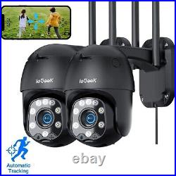 2PCS ieGeek Outdoor WiFi Security Camera 360° Auto Tracking Home CCTV System UK