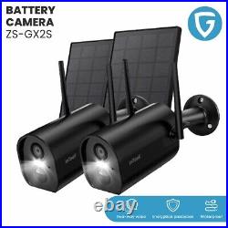 2PCS ieGeek Solar Battery Powered Security Camera WiFi Wireless Home CCTV System
