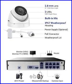 2TB ANNKE 5MP POE CCTV System Night Vision Outdoor IP Camera 8CH 6MP Video NVR