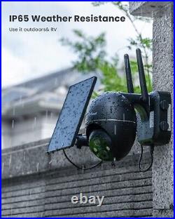 3PCS ieGeek 360° PTZ Wireless Solar Security Camera Outdoor WiFi CCTV IR Cam