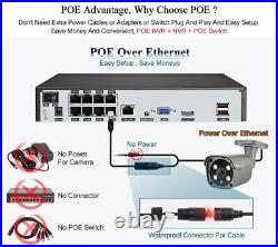 4K POE CCTV System Color Vu IP Camera 8CH 8MP NVR Audio Mic Home Security 2T HDD