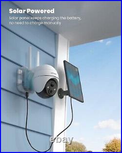 4PCS ieGeek 360° PTZ Solar Security Camera 2K Wireless WiFI Home CCTV System UK