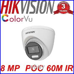 4k Hikvision 8mp Ds-2ce72uf3t-e Colourvu Cctv Hd Poc Fixed Turret 2.8mm Camera
