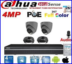 4mp Dahua Ip Poe Nvr Cctv System Kit Day & Night Colour 30m Ir Audio Camera Uk