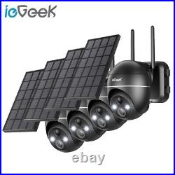 4pcs ieGeek 5MP Solar Battery CCTV Camera Wireless Home Security Outdoor PTZ