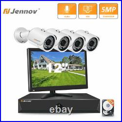 5MP POE 12'' Monitor NVR 1920P Security IP Camera System Ourdoor Audio CCTV 1TB