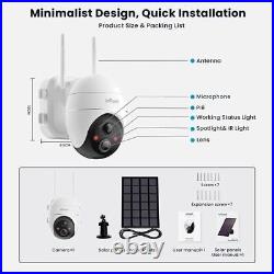 5MP Solar & Battery Powered Wireless Security Camera WiFi IP Home CCTV Outdoor