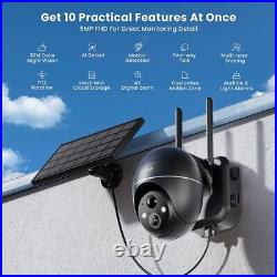 5MP Wireless Security Camera PTZ WiFi IP Solar Powered Energy CCTV Home Outdoor