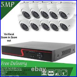 5mp Cctv Camera System Home Outdoor Varifocal Zoom In/out Camera Security Kit