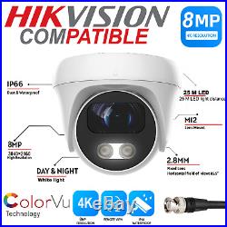 5x HIKVISION COMPATIBLE 4K 8MP CCTV Camera Turret TVI 25M COLORVU AT NIGHT 2.8mm