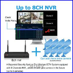 8CH 1080P WIFI Wireless In/Outdoor CCTV Audio Security Camera System 2TB HDD NVR