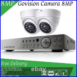 8MP CCTV System 4CH 4K Ultra HD DVR Dome Camera Home Security Kit Night Vision