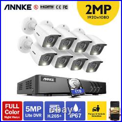 ANNKE 1080P 8CH CCTV System Full Color Security Camera Human & Vehicle Detection