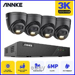 ANNKE 3K Color CCTV System Audio In Camera 8CH 6MP POE IP NVR 24/7 Security Dome