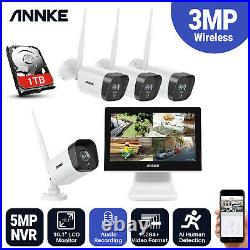 ANNKE 4CH 5MP NVR 2K/3MP WiFi Wireless CCTV Camera System 10.1''LCD Monitor 1TB