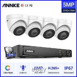 ANNKE 5MP Audio PoE Security Camera System 8CH H. 265+ NVR Video Surveillance 2TB