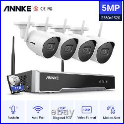ANNKE 5MP Wireless CCTV Camera System 8CH H. 265+ NVR Night Vision Audio In IP66