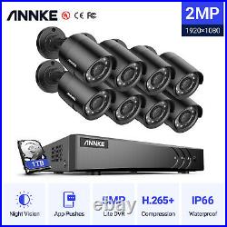 ANNKE 8+2CH 5MP Lite DVR 8x 1080P 3000TVL Outdoor IP66 Security Camera System 1T
