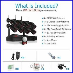 ANRAN 1080P Home Security Camera System Wireless 4.6.8Pcs 2TB HDD HD CCTV WiFi