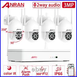 ANRAN CCTV CAMERA SECURITY SYSTEM WIRELESS HOME OUTDOOR PT 2K 1TB 2way Audio Kit