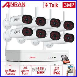 ANRAN CCTV Camera System Home Security Wireless Outdoor 3MP 2TB 2Way Audio x4 X8