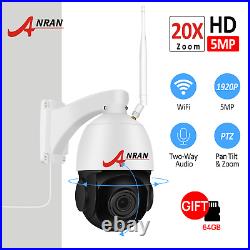 ANRAN CCTV Security Camera System Home Wireless 2Way Audio Pan/Tilt 20Zoom ID