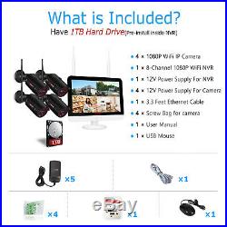 ANRAN Security Camera System Wireless Outdoor 4CH 12Monitor 1TB HDD 2MP CCTV HD
