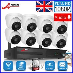 ANRAN WiFi 8CH 1080P CCTV Security Camera System Home Wireless Audio 2TB Outdoor