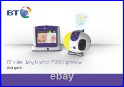 BT 7500 Lightshow Digital VIDEO SOUND Baby Monitor 3.5 Inch COLOUR Touch-Screen