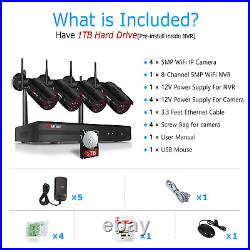 CCTV Camera Security System Wireless With Hard Drive 1/2TB 5MP Home Outdoor WiFi