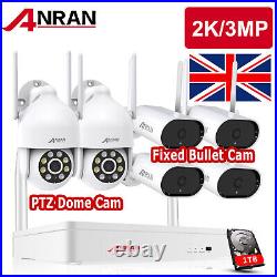 CCTV Security Camera System 360° PTZ Dome Wireless 8CH NVR Outdoor With 1TB 3MP