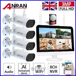 CCTV System Camera Home Security Wireless 2K 8CH 13Monitor Outdoor 1TB HDD Talk