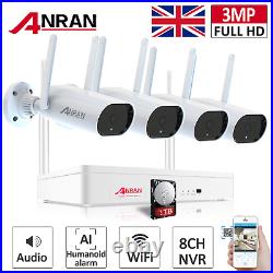 CCTV System Wireless Camera Home Security 3MP NVR 4 6 8PCS 1/2TB HDD Kit Audio
