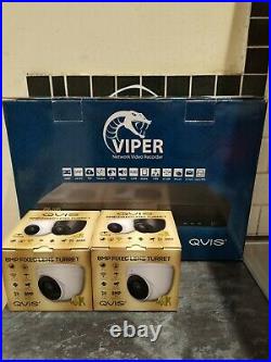 CCTV system QVIS VIPER 8 channel 4K 2TB HDD NVR & 2 QVIS 4k Turret cameras New