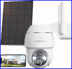COOAU 360° PTZ Solar Security Camera Outdoor Wireless 2K Battery CCTV System UK