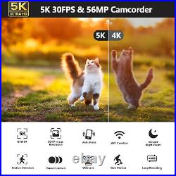 Camcorder Video Camera UHD 5K 56MP 30FPS Color Night Vision Digital for Youtube