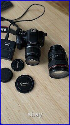 Canon EOS 550D 18.0MP Digital SLR Camera with EF-S IS 18-55mm & 24-105mm + Kit