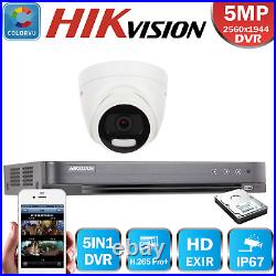ColorVU CCTV Camera Hikvision FULL KIT 5MP Best Night COLOR 2.8mm H. 265+ Video