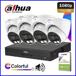 Dahua 1080p Colorvu Audio Cctv Security Camera System Dvr Home Surveillance Kit