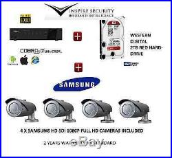 FULL 1080P HD-SDI 4 x SAMSUNG FULL HD CCTV CAMERA KIT +4 CHANNEL NETWORK DVR