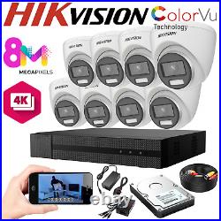 HIKVISION CCTV 4K Security Camera System 8CH HD DVR Home Surveillance Outdoor UK