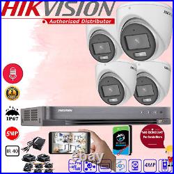 HIKVISION CCTV SYSTEM DVR, 5MP COLORVU NIGHT VISION BUNDLE Built in Microphone