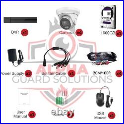 HiLook 4 CCTV system, Full kit, 2MP, Built-in Mic, ColorVu, 1T HDD and Cablees