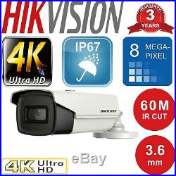 Hikvision 4k 8mp Cctv Hdtvi Bnc Camera System 3.6mm Lens 60m Exir Nightvision Uk